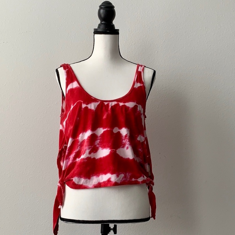 Red and white tie dyed crop top